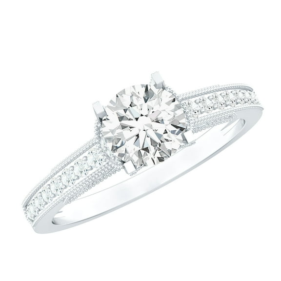 Rosec Jewels Lab Diamond Vintage Engagement Ring 1 Ct - 6 MM - EF-VS Quality Certified, 925 Sterling Silver, US 4.00