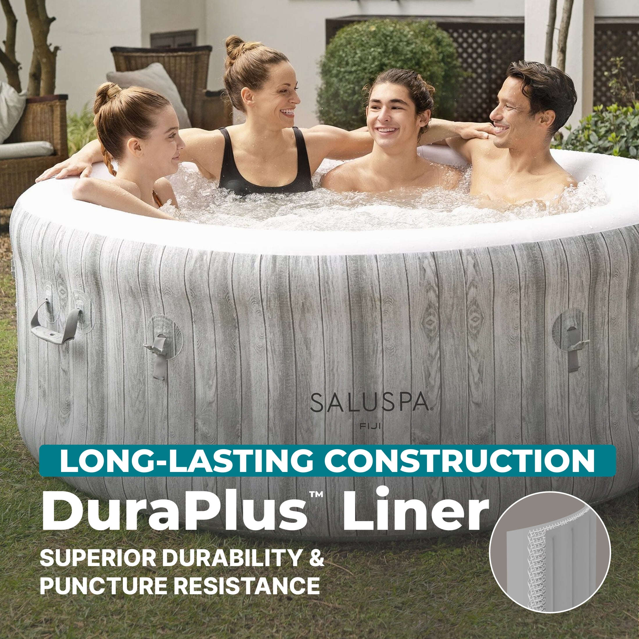 Bestway SaluSpa Fiji 2-4 Person Inflatable Hot Tub, Round Energy-Efficient Spa, 71" x 26"