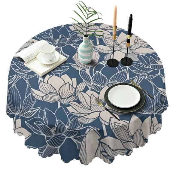 Round Tablecloth Spring Summer 60x60 Inch flower Table Cover Round for Dinner Party Picnic
