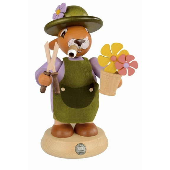 German incense smoker Easter bunny gardener, height 18 cm / 7 inch, original Erzgebirge by Müller Seiffen
