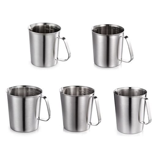 0.5-1L 304 Stainless Steel Milk Frothing Pitcher Measuring Cup w// Graduation