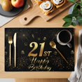thumbnail image 2 of Placemat Set of 6 Happy Birthday Placemats for Dining Table Gift Gold Washable Table Mats for Kitchen and Party Decor Indoor & Outdoor Use, 2 of 8