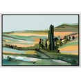 thumbnail image 3 of PixonSign Framed Canvas Print Wall Art Pastel Countryside Valley Landscape Nature Wilderness Illustrations Modern Art Decorative Minimal Rustic for Living Room, Bedroom, Office - 24"x36" White, 3 of 5