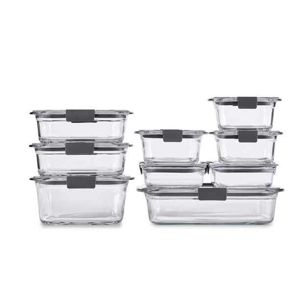 Set de almacenamiento de alimentos Rubbermaid Brilliance Glass, 9 recipientes