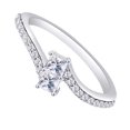 thumbnail image 2 of AFFY Princess & Round Shape White Natural Diamond Bypass Fashion Ring In 10k White Gold (0.33 cttw) Ring Size-12, 2 of 2
