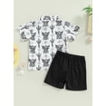 thumbnail image 4 of Toddler Baby Boy Western Outfit Cow Print Short Sleeve Button Down Shirt Casual Shorts Set Cowboy Gentleman Outfits, 4 of 6