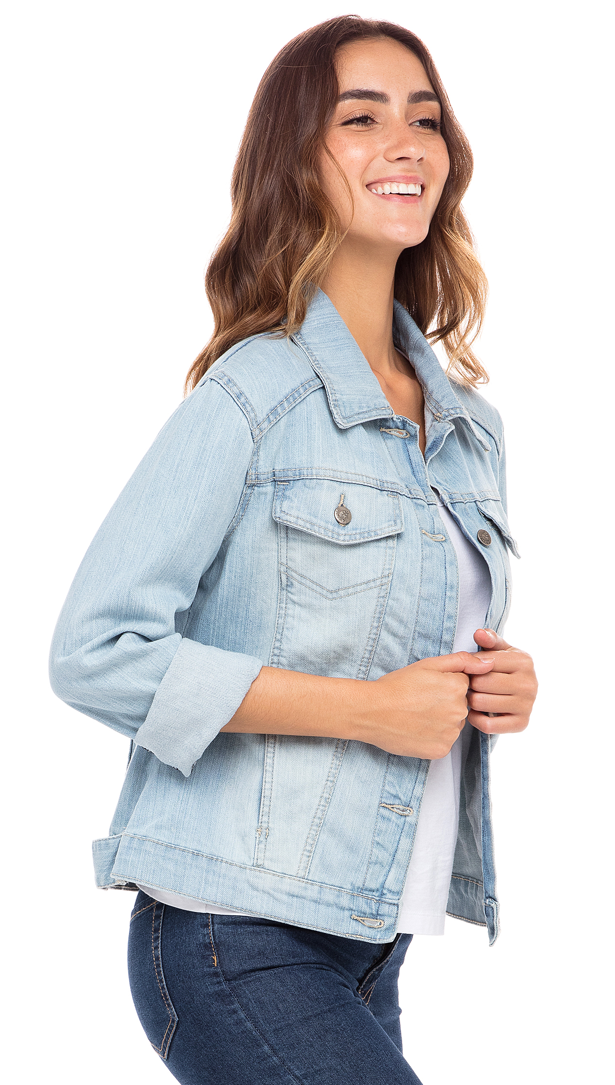 SKYLINEWEARS Women Denim Jacket Button UP Long Sleeve Ladies Stretch Trucker Jean Jackets - image 2 of 5