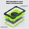 thumbnail image 4 of For Samsung Galaxy Tab A11 8.7” SM-X130/X133/X135 Case with Screen Protector Shoulder Strap, 360 Rotating Hand Strap & Stand, Shockproof Rugged Heavy Duty Case for Galaxy Tab A11,Black + Green, 4 of 8