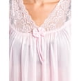 thumbnail image 3 of Casual Nights Women's Fancy Lace Neckline Silky Tricot Nightgown - Pink - Large, 3 of 4