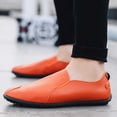 thumbnail image 2 of Orange Mens Loafers Round Toe Soft Sole Comfortable Slip On Solid Color Design For Casual Indoor Outdoor Wear In Spring And Summer Size 40, 2 of 9