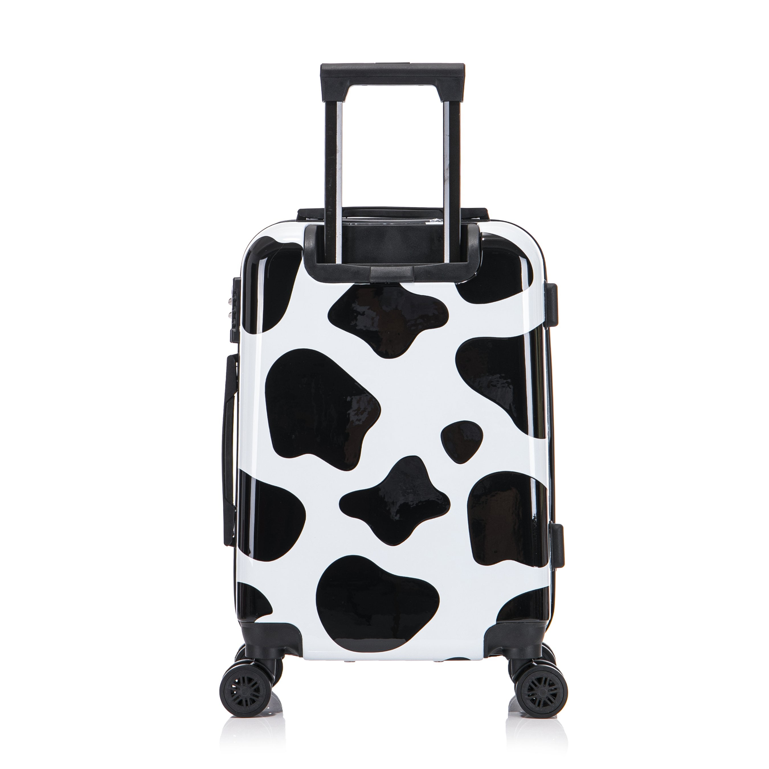 InUSA Print 20" Hardside Checked Luggage with Spinner Wheels, Handle and Trolley, Cow