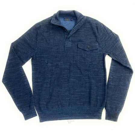 Men's Ralph Lauren Heather Buttoned Pullover Sweater, Navy, Medium