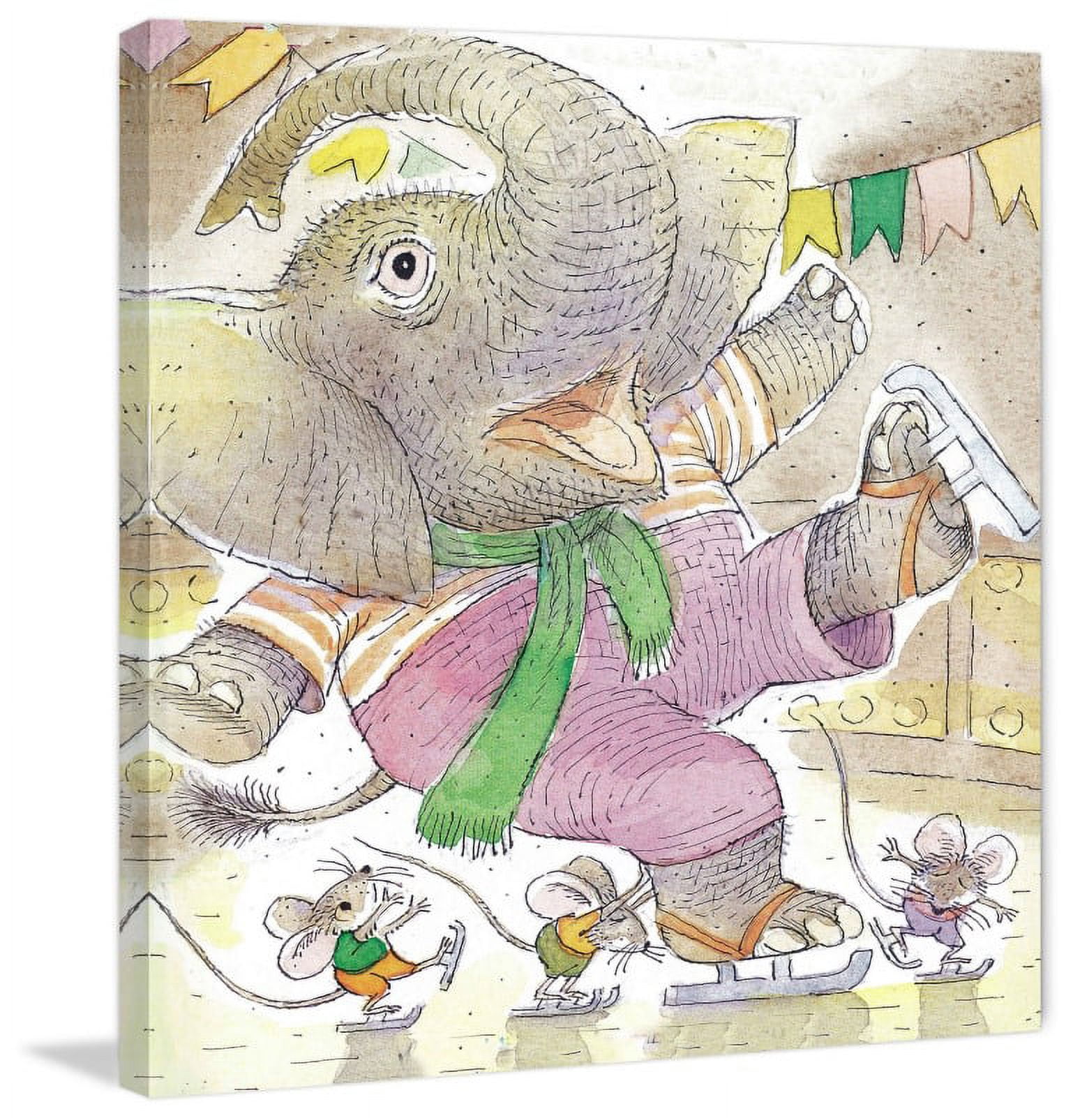 Marmont Hill "Elephant and Mouses" by Curtis Painting Print on Canvas
