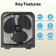 thumbnail image 5 of Shinic 9'' Tabletop Box Fan,Portable Cooling Box Fan with Strong Airflow,Quiet Window Box Fan for Home, Office, Dorm & Workshop, Black, 5 of 7