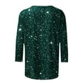 thumbnail image 5 of Sakmal Womens Tops&nbsp; Under $10 Green 3/4 Sleeve Floral Crew Neck T-Shirts T Shirts for Women, 5 of 5