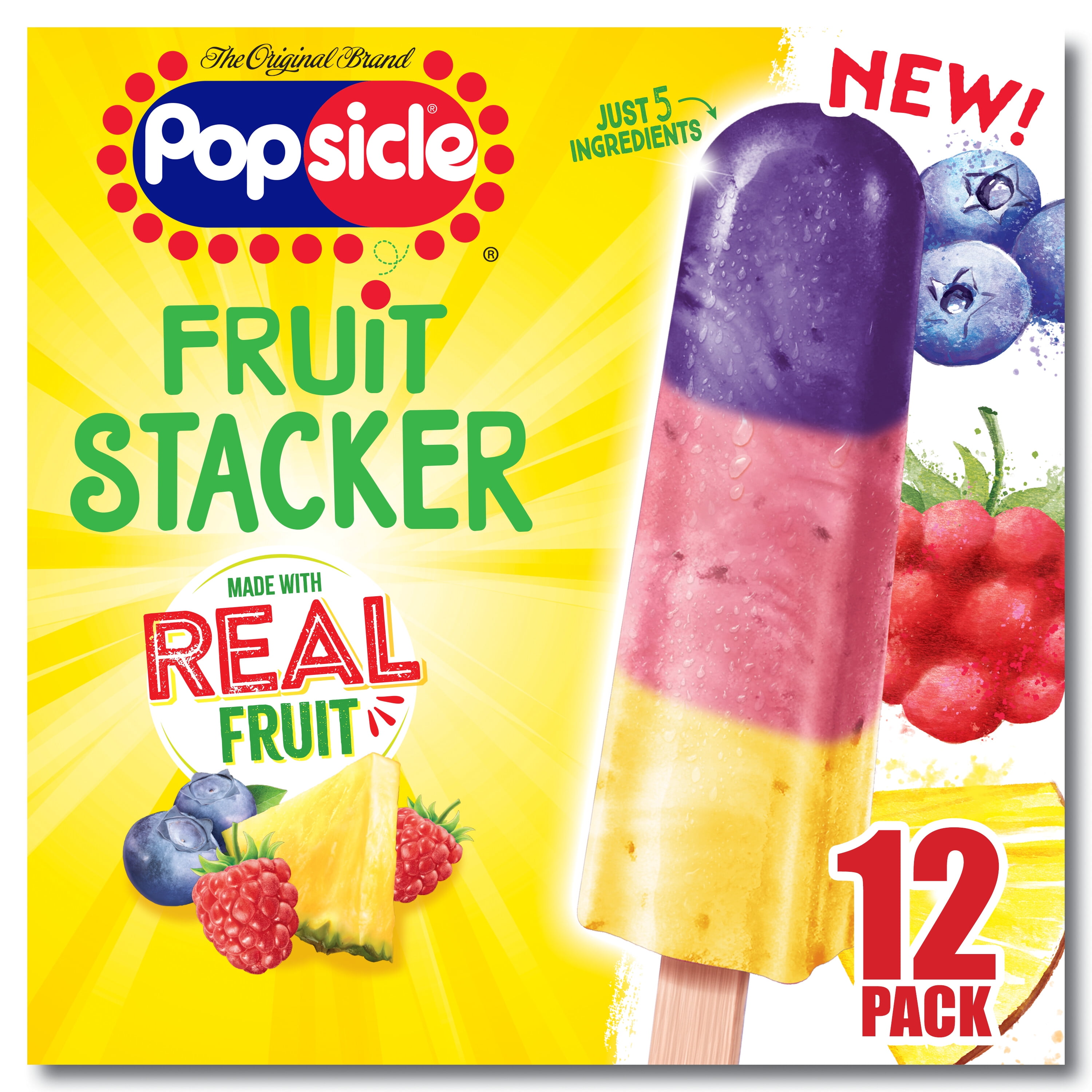 Popsicle Fruit Pops Raspberry, Blueberry and Pineapple 12 Count BrickSeek