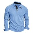 thumbnail image 3 of MXALUOB Men's Long Sleeve Golf Shirts Corduroy Turn Down Collar Shirt with Chest Pocket 3 Buttons Solid Color Textured Classic Tops, 3 of 5