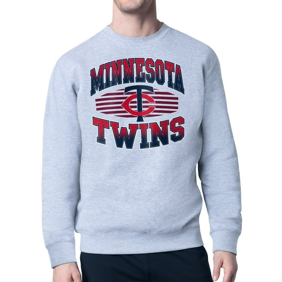 Men's Starter Heather Gray Minnesota Twins Team Grit Graphic Fleece Pullover Sweatshirt