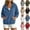 Navy, variant on Oversized Corduroy Hooded Jackets For Women Henley Neck Long Sleeve Hooded Shirts Fall Casual Loose Pullover Tops With Drawstring