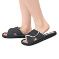thumbnail image 6 of Women Adjustable Arch Support Slippers, Memory Foam Fuzzy Open Toe Velcro Flat Slides, 6 of 8