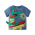 thumbnail image 1 of Gibobby Tirantes Para&nbsp;Camisa Camisetas de cuello redondo de manga corta de dinosaurio de dibujos animados de verano para niños pequeños y bebés camisetas y blancas opcionales(Azul, 7-8 Años), 1 of 5