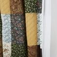thumbnail image 3 of Cozy Line Andy Brown Olive Vintage Farmhouse Real Patchwork Window Curtains with Tie Backs Set, 84" x 50", 2 Panels, 3 of 4