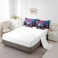 thumbnail image 3 of Vintage Train Comforter Set Colorful Starry Sky 7 Pieces Bedding Set Chil Train Transport Steam Engine Retro Full Bed In A Bag,Rail Vehicles Fitted Sheet Rustic Scenery Comforter, 3 of 5