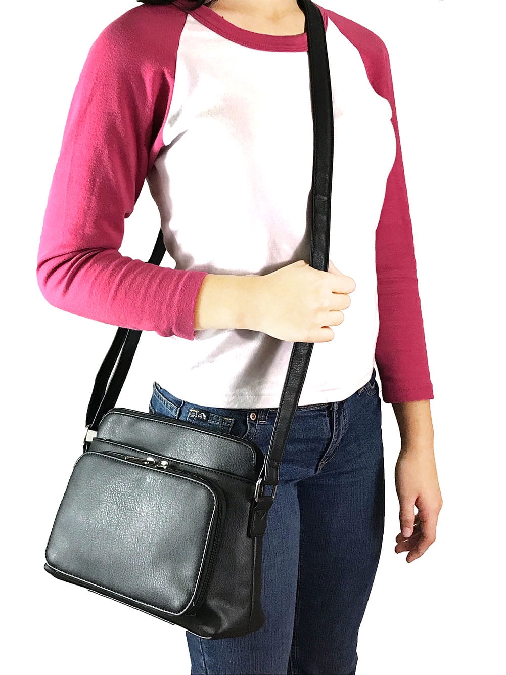 Zzfab Small Multipocket Faux Soft Leather Cross Body Purse with Side