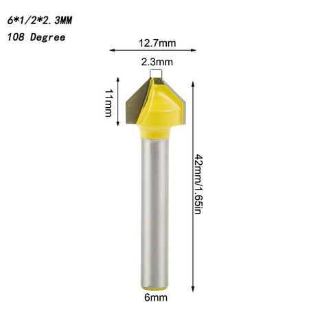 

6mm 108 135 Degree V-shaped Flat Router Bit Woodworking Engraving Milling Cutter