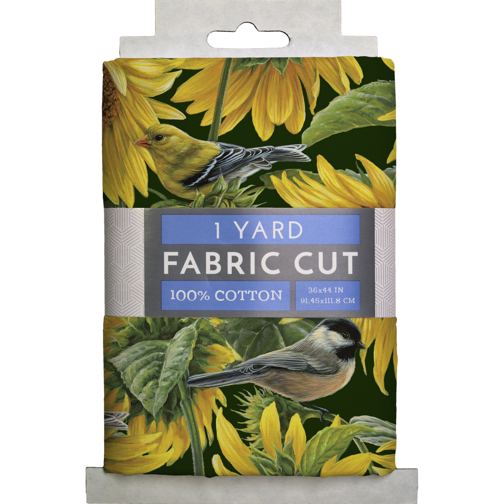 (2 pack) 1 Yard 100% Cotton Sunflowers and Birds, Multi-color, 44" Wide for Quilting & Sewing by David Textiles