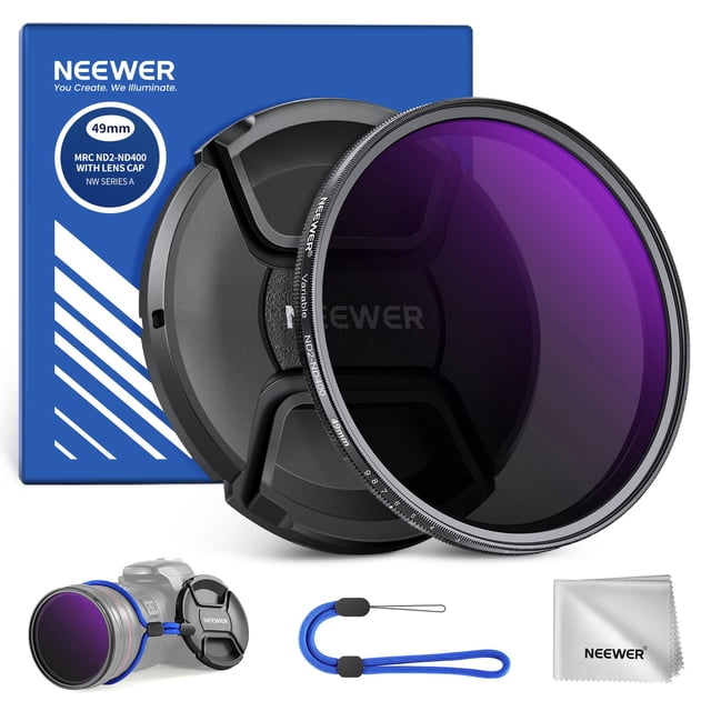 Filtro ND variable NEEWER de 49 mm ND2-400 (1-9 paradas) con accesorios