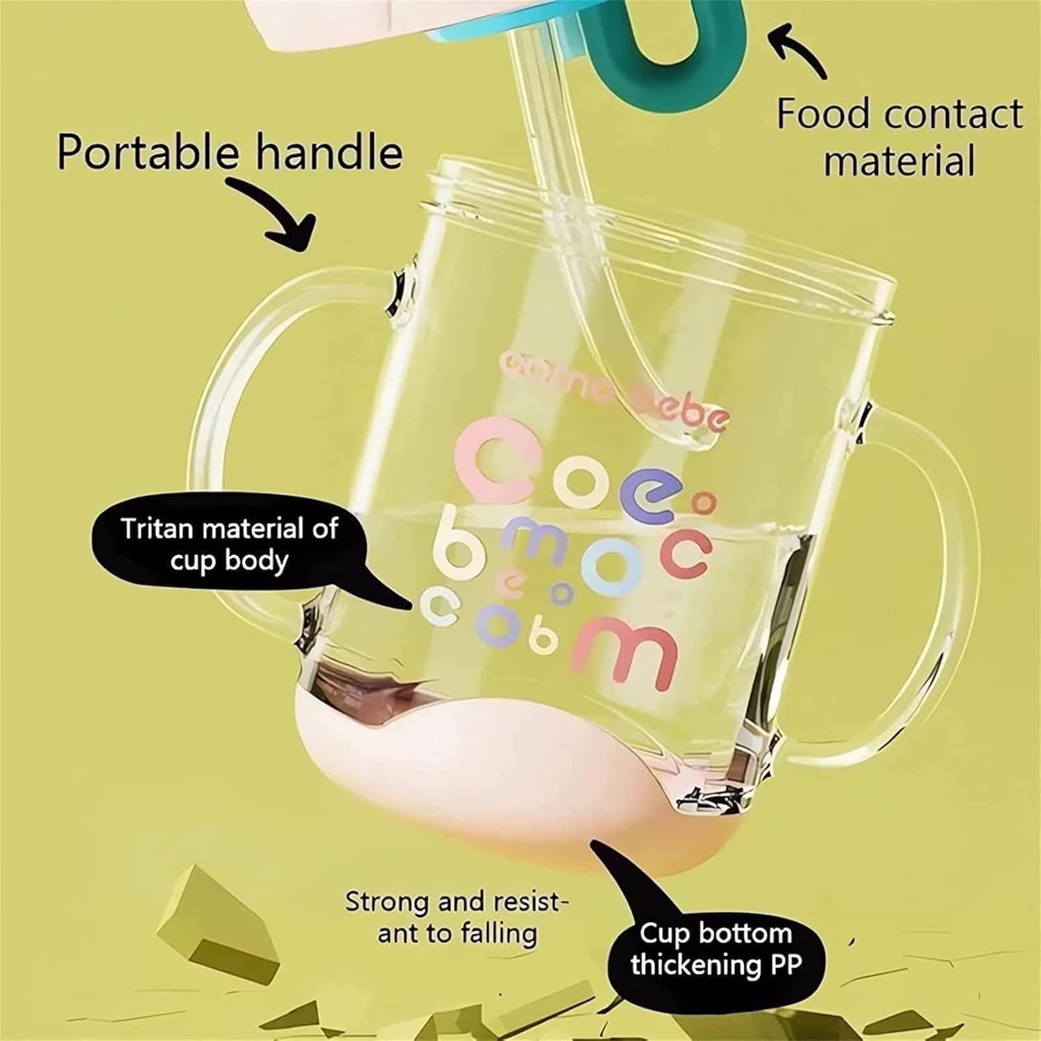 Whale Squirt Drinking Cup - Cute Water Bottle With Spray, Leak Proof Weighted Straw for Kids (350ml/Green)