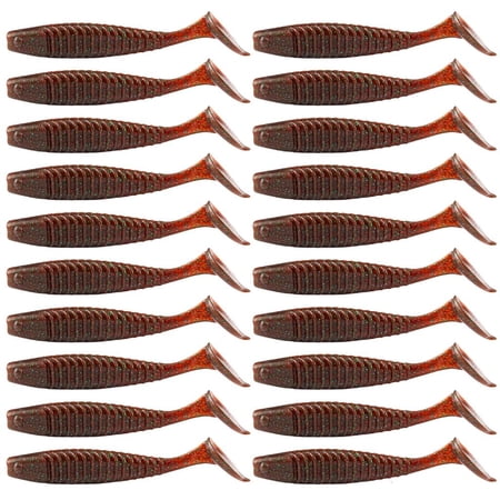 Yihuala 20Pcs Paddle Tail Swimbaits Lures Crankbaits T Tail Soft Baits Sinking Fishing Lure Artificial Wobbles for Saltwater