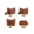 thumbnail image 4 of Gustave PU Leather Crossbody Bag for Women Soft Lightweight Shoulder Handbag Satchel Purse with Multi Zipper Pocket - Brown, 4 of 8