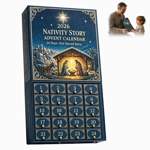 24-Day Nativity Story Advent Calendar,Religious Christmas Figure Countdown Box