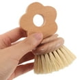 thumbnail image 5 of OULII Beige Wood Palm Scrub Brush with Natural Sisal Bristles for Pot Pan Dish Cleaning and Kitchen Use, 5 of 7