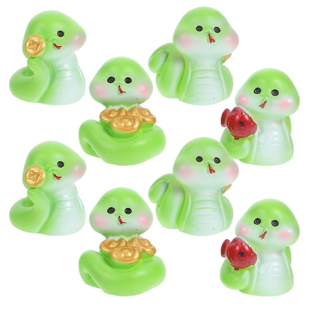 8pcs Miniature Snake Figurines Mini Snake Resin Figures Tiny Resin Animals for Garden Decoration Miniature Moss Landscape Snake Statues DIY Terrarium