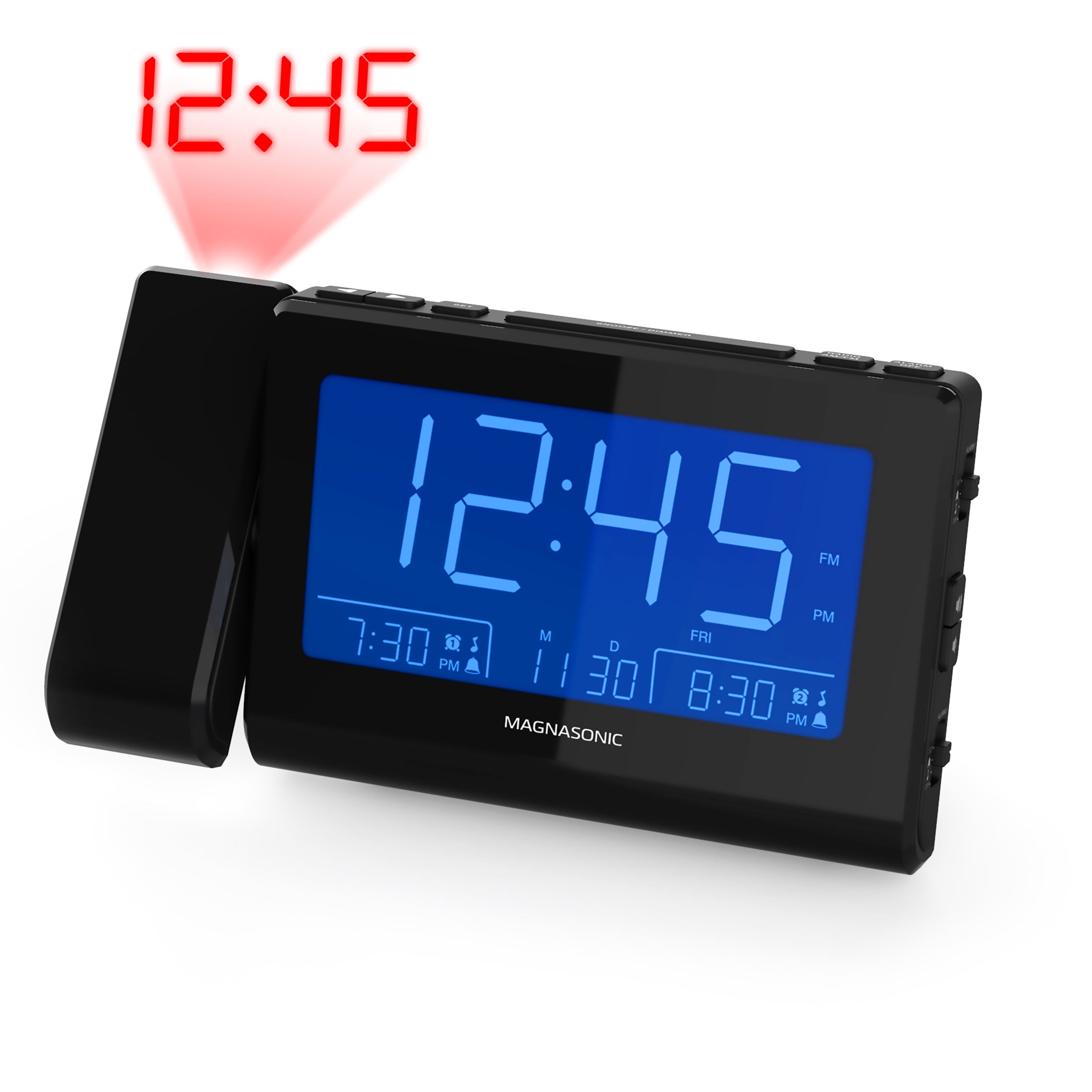 Magnasonic Alarm Clock Radio with Time Projection, Auto Dimming