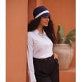 thumbnail image 4 of Alessia (Azul Marino y Blanco) Sombrero de Moda de Lujo Reversible para Mujer / Suave Regalo de Sombrero de Playa, Protección UPF 50+ Sun con Ala / Disponible en 2 Colores / Talla Nica, 4 of 5