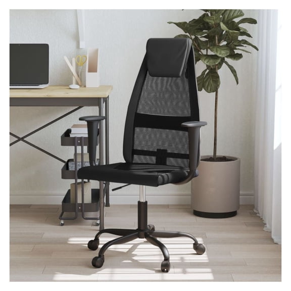Black Office Chair Ergonomic Desk Chair with Mesh Back, Adjustable Height, Lumbar Support - Home Office Chair for Computer, Study, Task