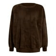 thumbnail image 4 of GDREDA Chandails Chauds en Tricot Duveteux à Manches Longues pour Femmes, Pull-Over Automne 2024, Marron, TTTG, 4 of 5