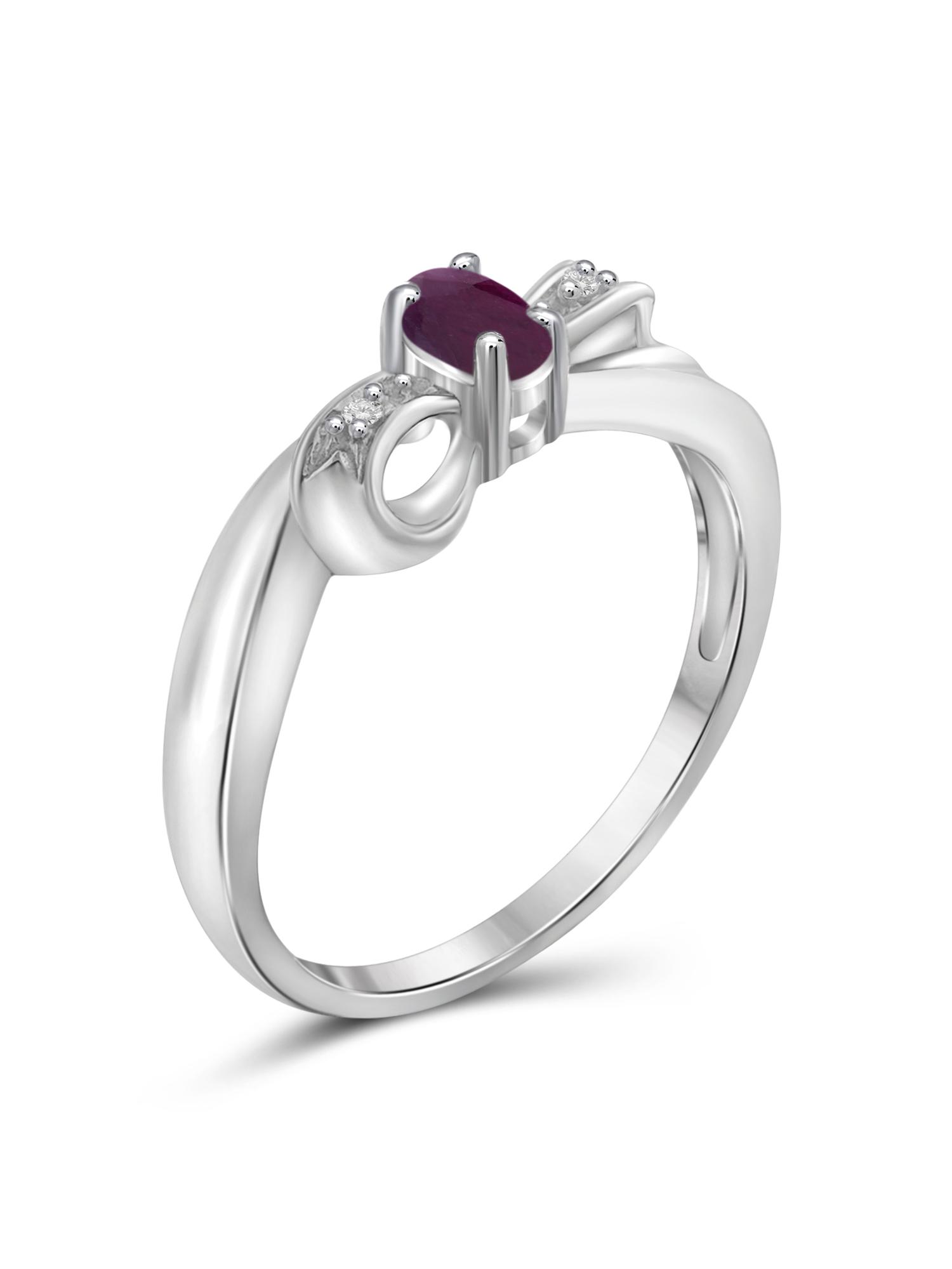 JewelersClub Ruby Ring Birthstone Jewelry – 0.25 Carat Ruby 0.925 Sterling Silver Ring Jewelry with White Diamond Accent– Gemstone Rings with Hypoallergenic 0.925 Sterling Silver