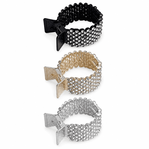 3 Pack Rhinestone Shark Hair Claw Clips for Sparkling Updos