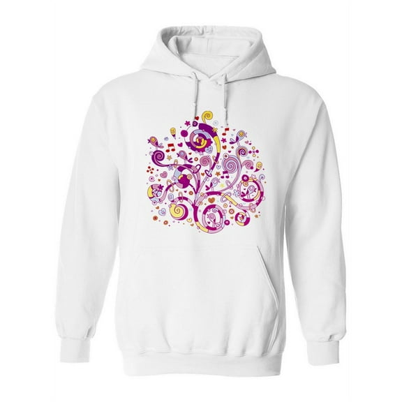 Swirls Flowers Hearts And Birds. Hoodie Women -Image by Shutterstock, Female x-Large