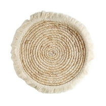 Dvruxg Round Braided Placemats, Round Rattan Placemats, Hand-Woven Water Hyacinth Placemats, Farmhouse Weave Place Mats, Woven Table Mats for Dining Table, Home, Wedding