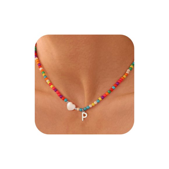 Collar Ursteel Initial P, gargantilla chapada en plata, 38 cm