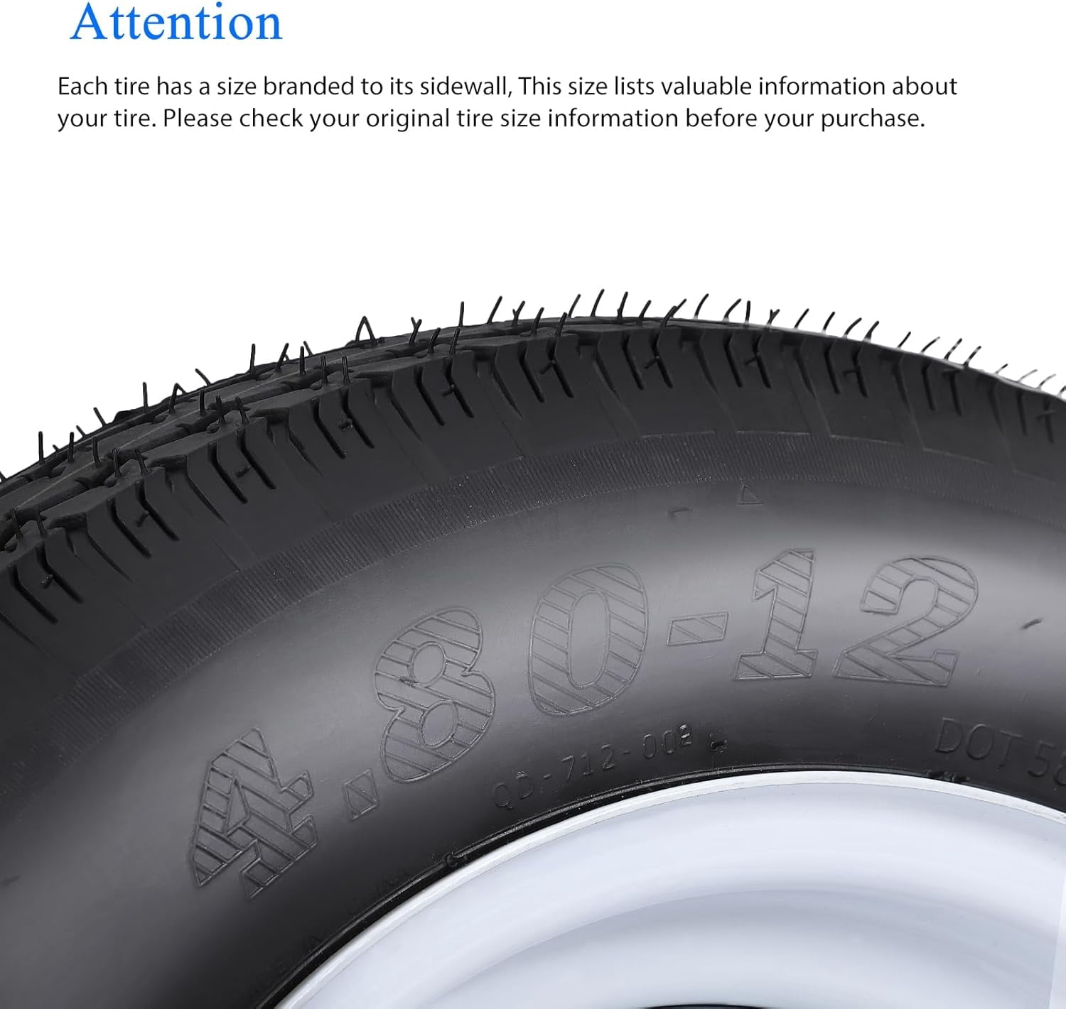 2 Pack 480-12 4.80x12 4.80-12 4.8-12 Trailer Tires with 12'' Rims, 5 Lug on 4.5'', Load Range C 6PR