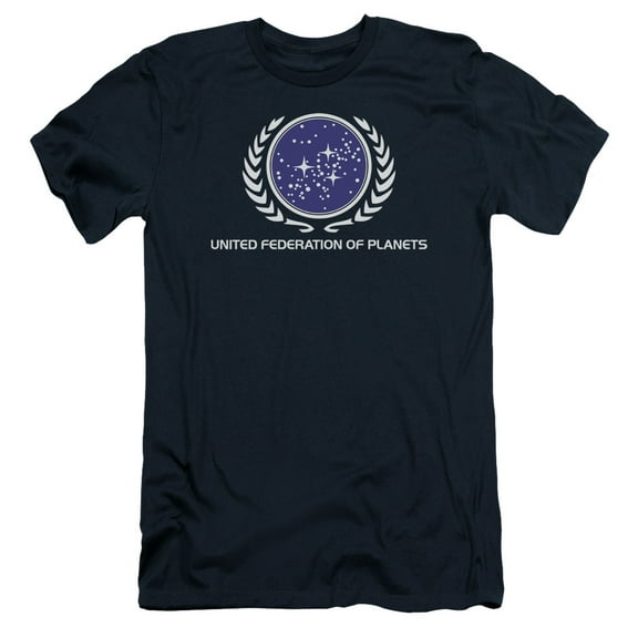 Star Trek United Federation Logo Adult 30/1 T-Shirt Navy