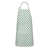 Green and White Checkerboard Pattern Apron-Garden Aprons for Women with Pockets-Cotton Linen Waterproof Kitchen Cooking Gardening Aprons Adjustable for Kitchen,Cooking,BBQ and Salon 33x27 Inch