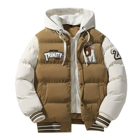 uikmnh Mens Winter Jacket Men'S Winter Padded Coat Jacket Thickened Jacket Casual Style Colour Blocking Outdoor Loose Coat Size:L